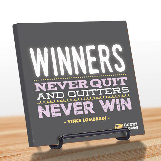 Winners Never Quit - Vince Lombardi Quote - BuddyCanvas  Grey - 2